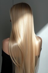 Naklejka premium Cute charming pretty woman with silky long straight hair