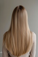 Naklejka premium Cute charming pretty woman with silky long straight hair