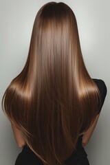Naklejka premium Cute charming pretty woman with silky long straight hair