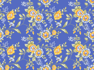 Fototapeta na wymiar a beautiful and semaless flower allover flowers pattern on white background