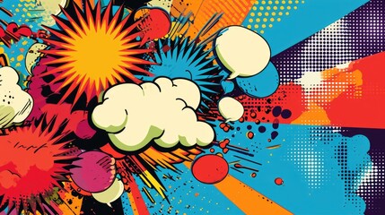 Vibrant and dynamic comic-themed background, comic book illustrations, posters, or digital backgrounds