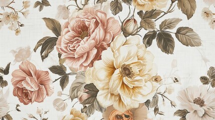 vintage flower wallpaper, floral patterns with timeless charm, classic motifs of roses