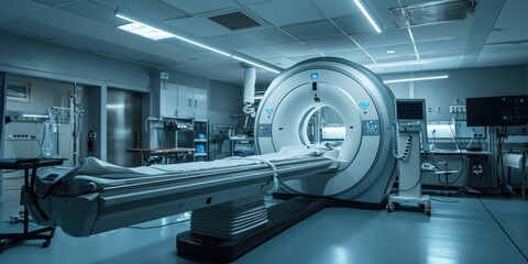 advanced x-ray scan medical diagnosis machine at hospital health care lab as wide banner with copy space area - Generative AI