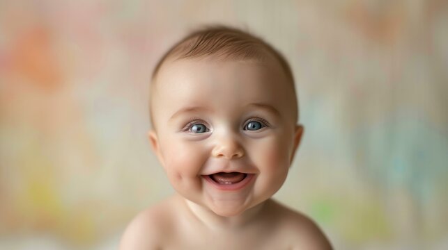 Portrait of a happy baby with dimples