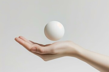 Fototapeta na wymiar A hand holding a white ball