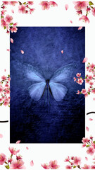 Illustration of spring design with flowers and butterflies.