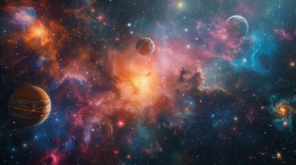 Planets and stars in outer space - obrazy, fototapety, plakaty