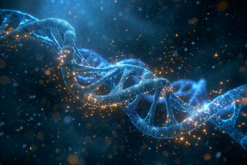 Obraz premium Blue glowing DNA double helix