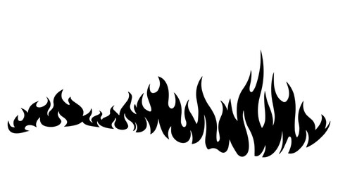 Silhouette fire flame. black on white fire