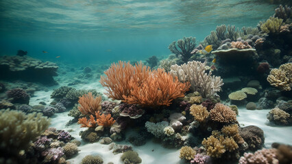 Naklejka na ściany i meble Concept photo shoot of underwater, coral reef, sea, coral, lagoon ocean