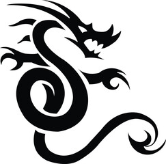 Flying Dragon Vector illustration. Dragon fantasy  Silhouette Tattoo, t shirt design, Cricut Cutting File.
