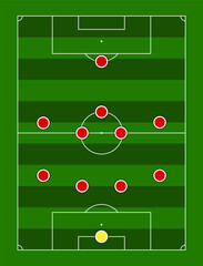 The 4-5-1 Formation. Football team formation. Soccer or football field