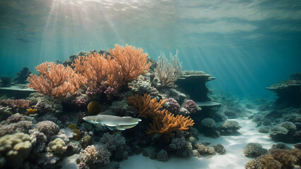 Concept photo shoot of underwater, coral reef, sea, coral, lagoon ocean