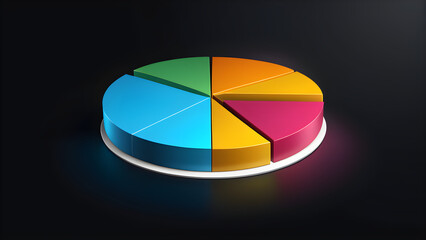 Fototapeta premium colorful pie chart 3d icon. Circle icons for infographic, UI, web design, business presentation. Circle section graph. 
