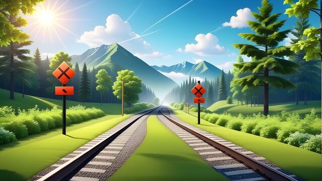 3d railroad crossing sign icon