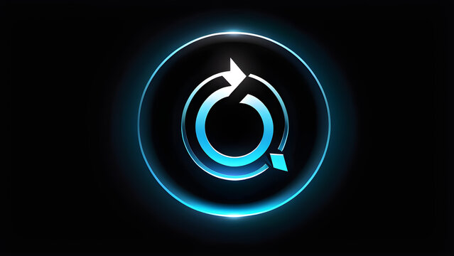  restart icon color neon glow 3d. isolated on a black background. With black copy space