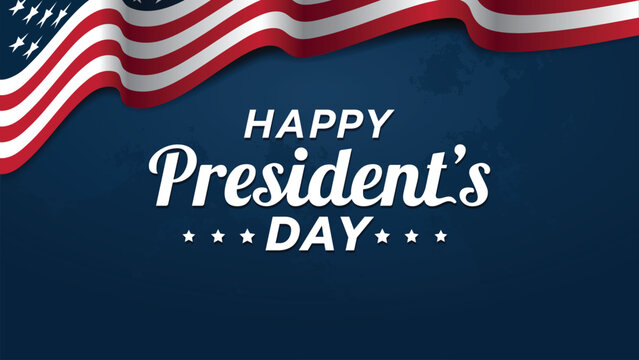 Happy president's day vector graphic with beautiful lettering on american flag background