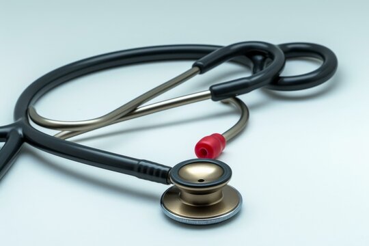 Black and gold stethoscope on a white background