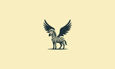 Fototapeta premium zebra on wings vector logo design