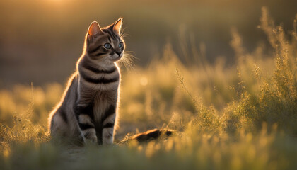 A cute cat on nature background