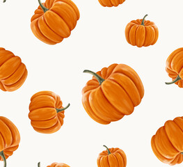 Pumpkin seamless pattern on white