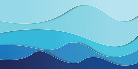 Abstract background banner design. Colorful waves with blue and shadows pattern. Summer lake wave, water flow abstract vector seamless background. Elegant wavy vector background