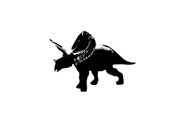 black dinosaur silhouette isolated on white background, model of dinosaurs toys © sutichak
