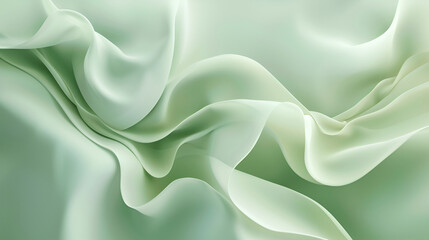Obraz premium abstract background, waves of a thin veil of soft green color intertwine on a soft green background