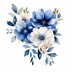 Fototapeta na wymiar Blue White Flower on White Background