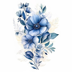 Blue White Flower on White Background