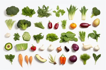 A variety of vegetables arranged in a circle. Perfect for healthy eating and cooking concepts