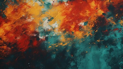 An abstract painting with vibrant orange and blue colors. Perfect for adding a pop of color and modern art to any space