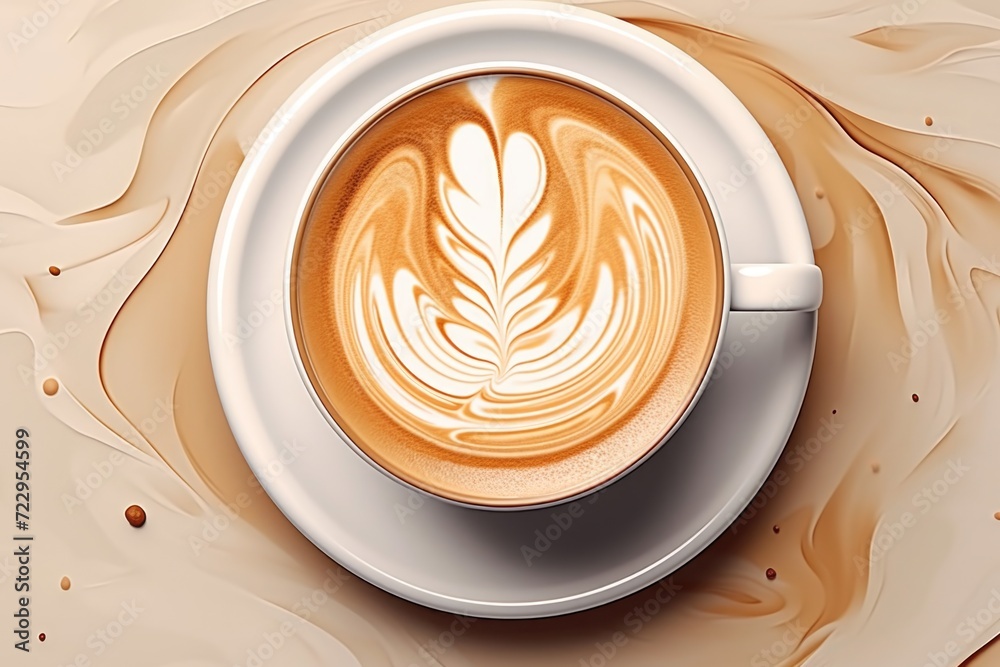 Poster A simple and elegant picture of a cup of coffee placed on top of a saucer. Perfect for adding a touch of warmth and comfort to any project