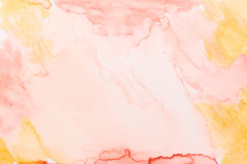 Abstract watercolor background. Stains and streaks of red paint on paper