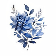 Blue White Flower on White Background