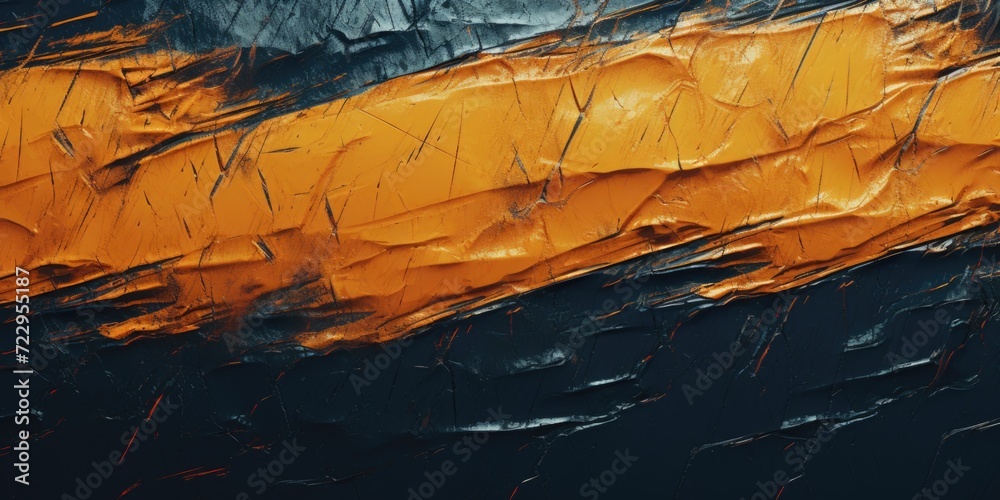Poster a detailed view of an orange and black painting. this versatile image can be used for various creati