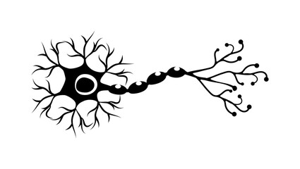 Neuron sign, black isolated silhouette - obrazy, fototapety, plakaty