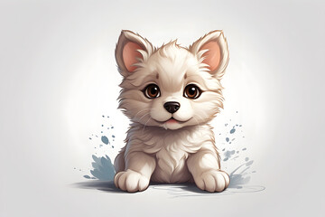 Front view of a isolated baby dog, puppy illustration on white background