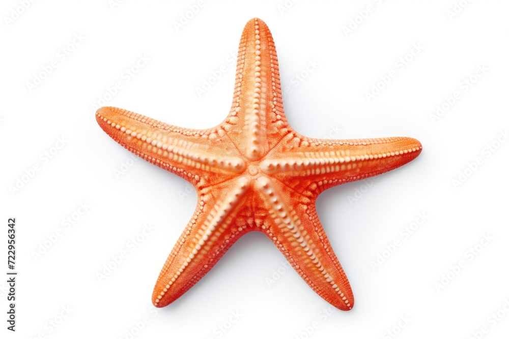Poster a detailed close-up shot of a starfish resting on a white surface. this image can be used to add a t