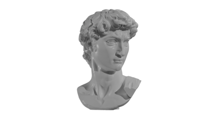 Statue of David Head by Michaelangelo on Transparent Background PNG, 4K