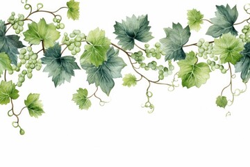 A beautiful watercolor painting of a vine with lush green leaves. Perfect for adding a touch of nature to any project or decor