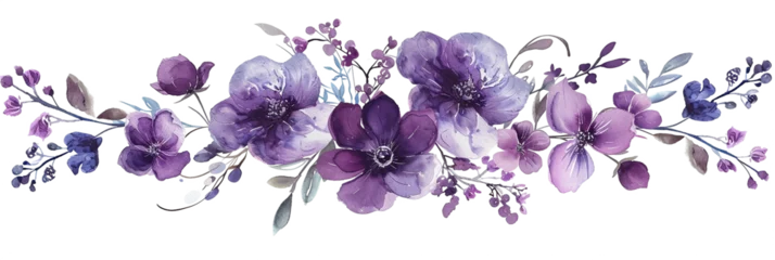 Deurstickers a line of purple flowers © Anna