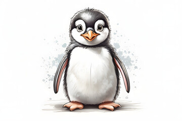 Fototapeta premium Front view of a isolated penguin illustration on white background
