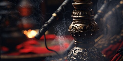A close-up view of a vase emitting smoke. This image can be used to illustrate concepts related to mystery, magic, or surrealism - Powered by Adobe