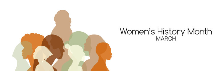 Women's History Month banner. Flat vector illustration.