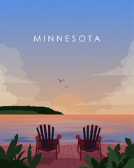 Minnesota, USA. Poster design, postcard, vertical banner