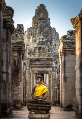 Ancient Buddha statue in Angkor ancient temple, Cambodia