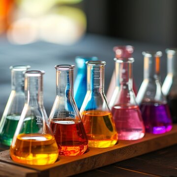 Beakers filled with chemicals