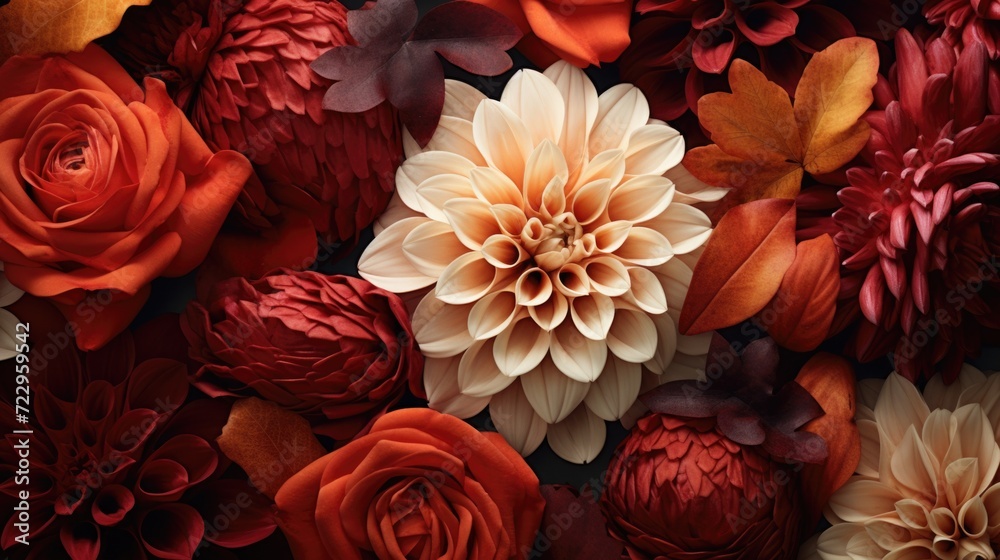 Poster A close up view of a beautiful bunch of flowers. Perfect for adding a touch of nature to any project or design