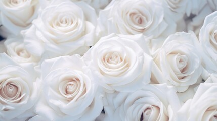 A bunch of white roses on a table. Perfect for floral arrangements and decoration